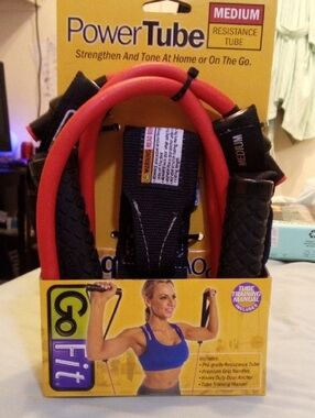 Medium Resistance Exercise Tube - Red with Black Handles